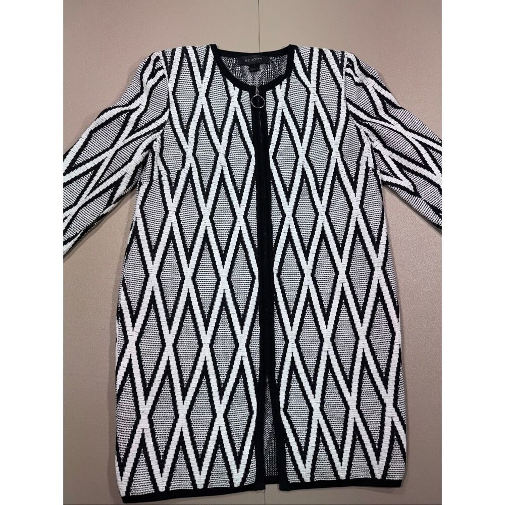 St. John Nisi Jacquard Santana Knit Blend Zip Jacket MSRP:$1495 *note - Picture 2 of 11
